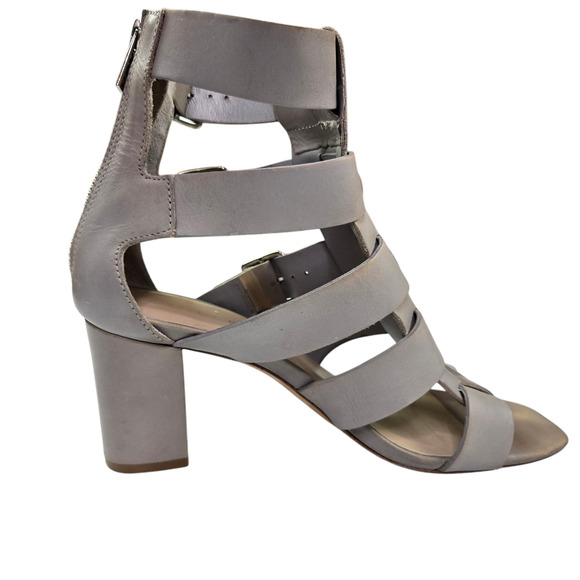Loeffler Randall Gladiator Block Heels Size 7 Gray Buckle Leather - Picture 7 of 10